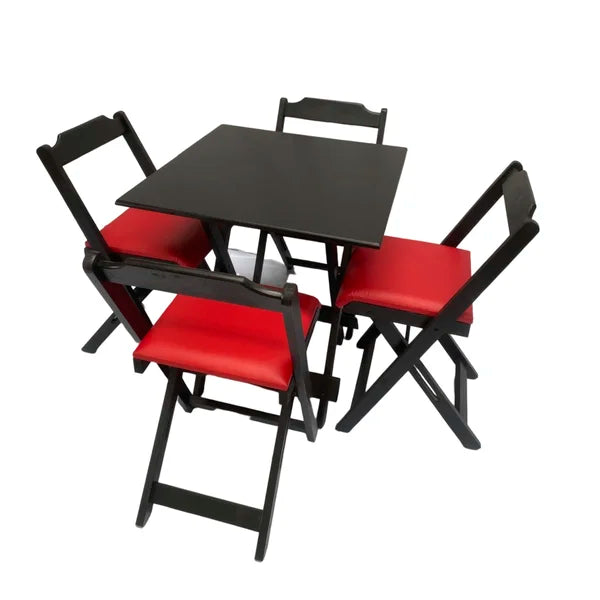 Conjunto Dobrável 70x70 Com 4 Cadeiras Estofadas LP