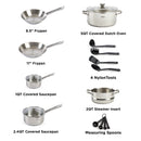 T-fal Cook & Strain Stainless Steel Cookware Set, 14 piece Set