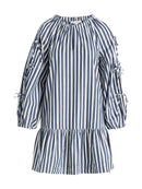 Free Assembly Women's Ruffle Hem Cotton Mini Dress with Long Tie Sleeves, Sizes XS-XXL