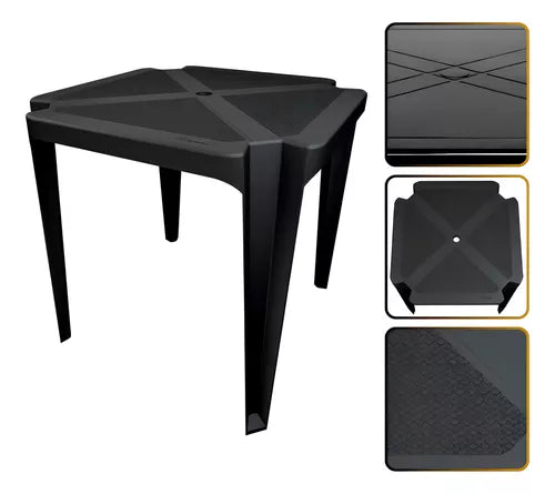 mesas plásticas quadrada bar monobloco empilhável 70