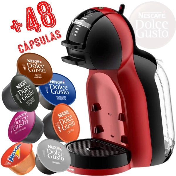 Cafeteira Expresso Arno Dolce Gusto Mini Me Vermelha e Preta + 48 cápsulas