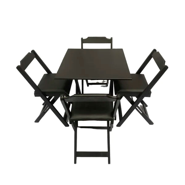 Conjunto Dobrável 70x70 Com 4 Cadeiras Estofadas