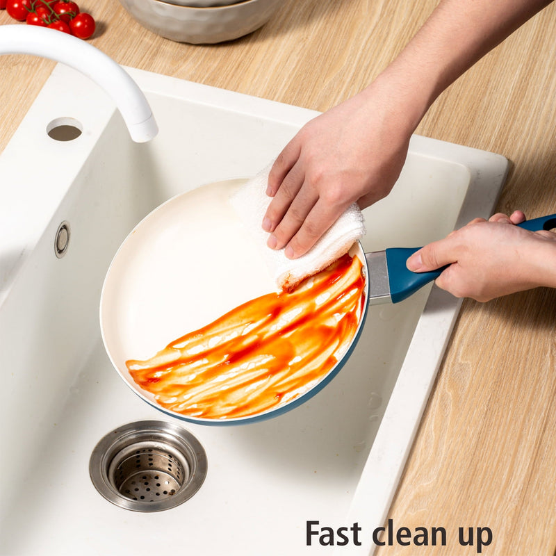 Mainstays 12 Piece Ceramic Nonstick Aluminum Pots and Pans Cookware Set, Blue