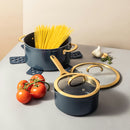 Conjunto de panelas antiaderentes de 12 peças da coleção Supreme da Thyme & Table, conjunto de panelas e frigideiras - Azul Atlântico