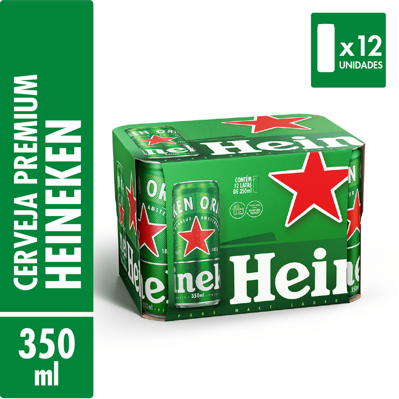 Super Combo Cerveja Heineken Sleek Pack 12 Latas 350ml  (Compre 4 leva 5 + Dois Copo) Personalizado.