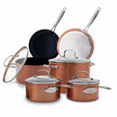 Nuwave 10PC Cookware set, Rustic Copper Duralon Blue Ceramic Non-Stick Cookware Set
