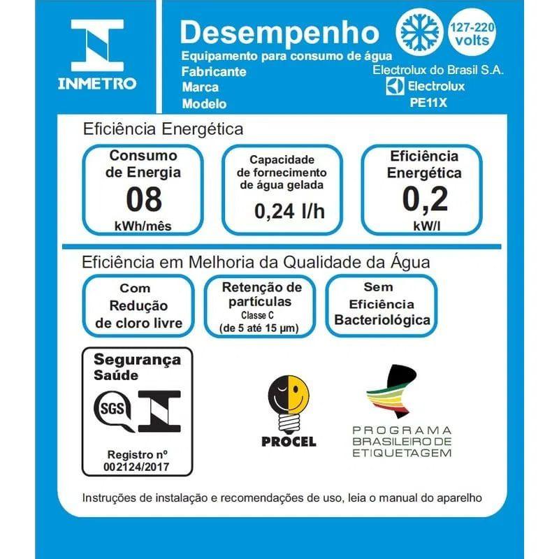 Purificador Electrolux Água Gelada, Fria e Natural com Painel Easy Touch Cinza (PE11X)