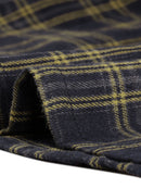 DARING DIVA Tartan Print Button Decor A-Line Pinafore Overall Dress M Navy Blue