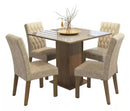 Sala Jantar Estofada Mesa Tampo Vidro 4 Cadeiras Madesa Anaju Rci Cor Rustic/Imperial MDJA0401387GSIM