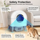 Cumrige Self-Cleaning Cat Litter Box, App Controlled, with Safety Sensor, Removable and Washable Liner