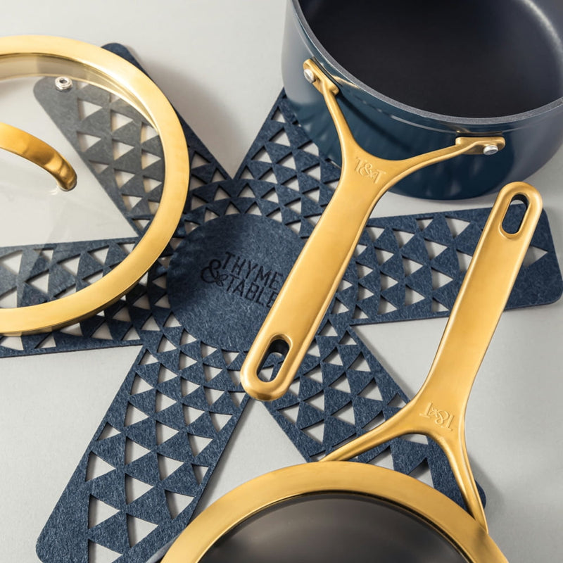 Conjunto de panelas antiaderentes de 12 peças da coleção Supreme da Thyme & Table, conjunto de panelas e frigideiras - Azul Atlântico