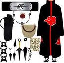 Kit Itachi Manto Akatsuki Infantil + 19 Itens Cosplay Naruto