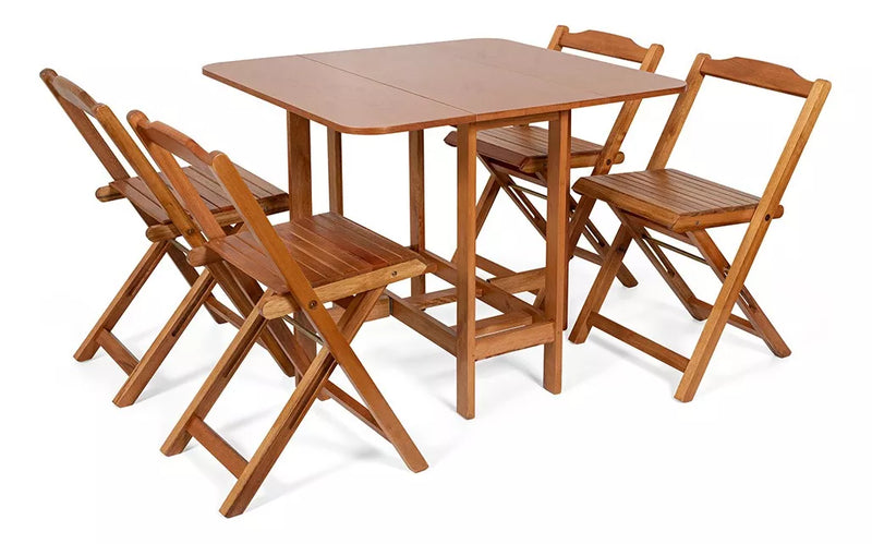 Conjunto Prático Dobrável Mesa 4 Cadeiras Bar LP