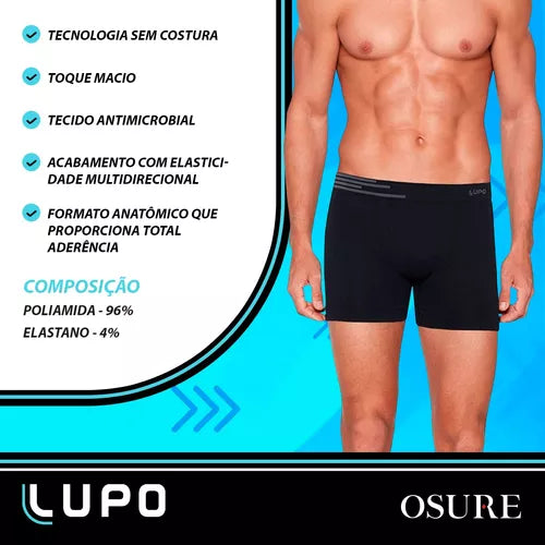 Kit 10 Cuecas Boxer Lupo Original Box Masculino Microfibra pl