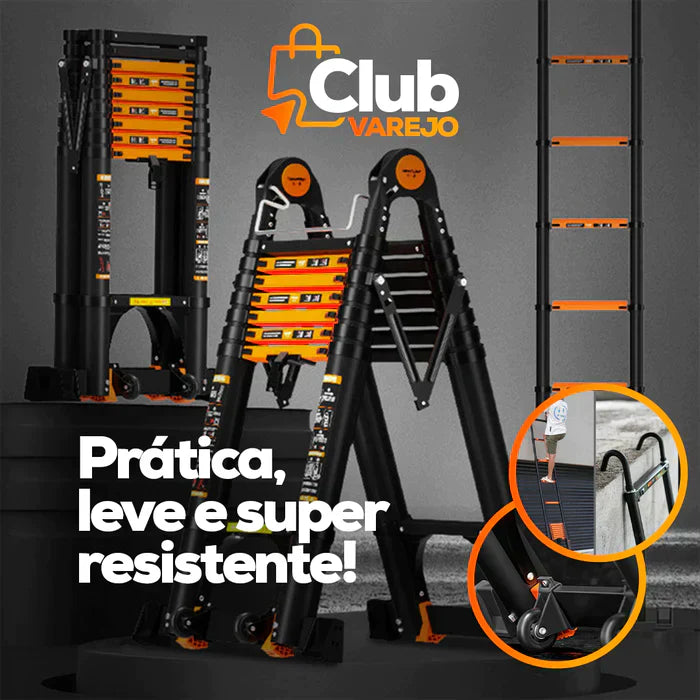 Escada Telescópica Dobrável De Liga De Alumínio - (PROMOÇÃO SOMENTE HOJE) + BRINDE EXCLUSIVO - FRETE GRÁTIS 🚚