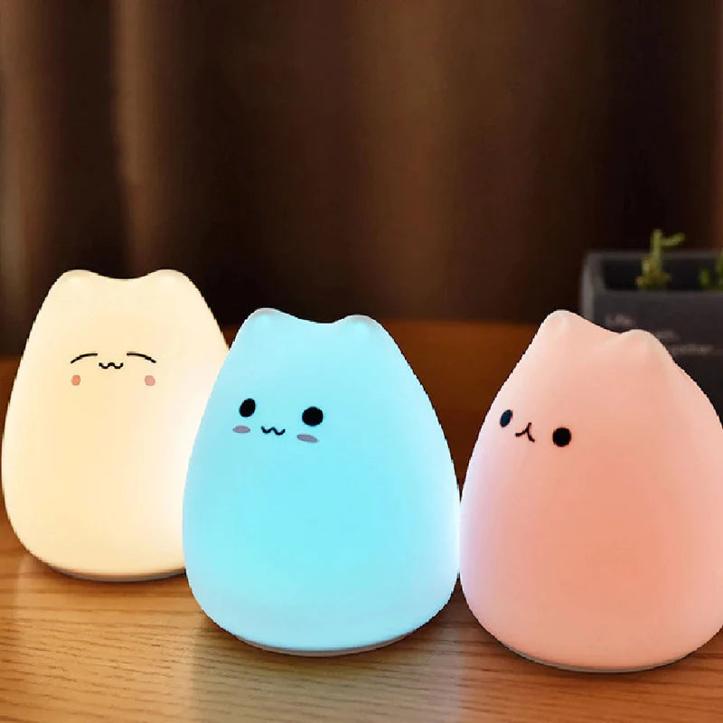 Luz Noturna Led Para Crianças E Bebês de Silicone Macio- HapyCat