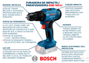 Parafusadeira E Furadeira De Impacto Bosch A Bateria 18v Maleta - Gsb 183-li Com Kit Brocas Buchas E Bits 300 Peças