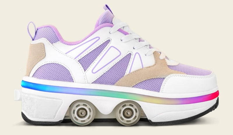 Liekick Astro LED - tênis de cano alto 2 em 1 com botão para abrir/fechar as rodas + iluminação FULL LED.