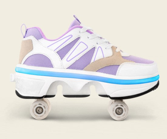 Liekick Astro LED - tênis de cano alto 2 em 1 com botão para abrir/fechar as rodas + iluminação FULL LED.