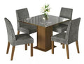 Sala Jantar Estofada Mesa Tampo Vidro 4 Cadeiras Madesa Anaju Rci Cor Rustic/Imperial MDJA0401387GSIM