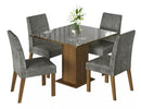 Sala Jantar Estofada Mesa Tampo Vidro 4 Cadeiras Madesa Anaju Rci Cor Rustic/Imperial MDJA0401387GSIM