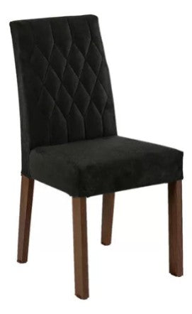 Sala Jantar Estofada Mesa Tampo Vidro 4 Cadeiras Madesa Anaju Rci Cor Rustic/Imperial MDJA0401387GSIM