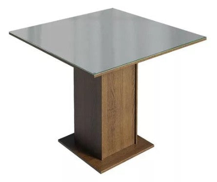 Sala Jantar Estofada Mesa Tampo Vidro 4 Cadeiras Madesa Anaju Rci Cor Rustic/Imperial MDJA0401387GSIM