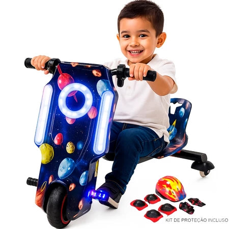 Patinete Elétrico 3 Rodas Triciclo Infantil 3 Drift 250w Várias Estampas 3 Velocidades