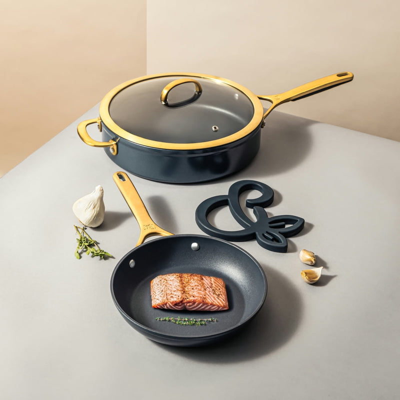 Conjunto de panelas antiaderentes de 12 peças da coleção Supreme da Thyme & Table, conjunto de panelas e frigideiras - Azul Atlântico