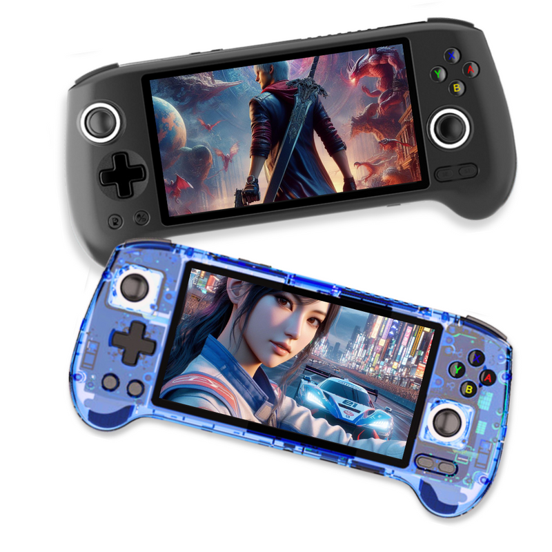 Console de jogos ANBERNIC RG556 com 4423 jogos, cartão TF de 8 GB LPDDR4X / 128 GB UFS2.2 / 128 GB, Android 13, tela de toque AMOLED de 5.48 "1080P com 402PPI, Unisoc T820 Octa-core, AC WIFI + Bluetooth 5.0, streaming ao luar, 8 horas de reprodução - Azul