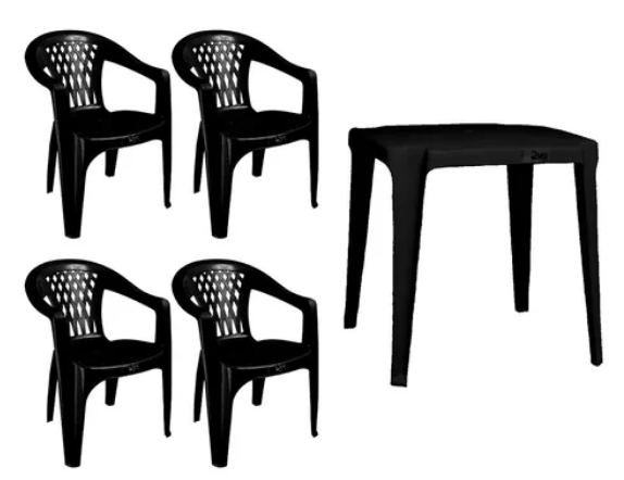 Jogo De Mesa E Cadeira Tramontina 5 Peças 1 Mesa 4 Cadeiras ML