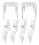 Kit 2 Mesas E 8 Cadeiras Branca Igreja Jardim Bar Resistente