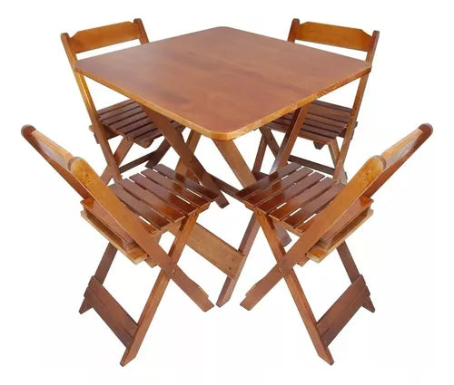 Conjunto Mesa Dobrável 70x70 4 Cadeiras Varias Cores Tradicional
