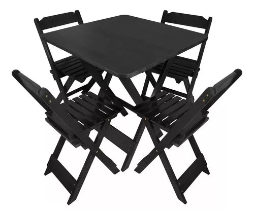 Conjunto Mesa Dobrável 70x70 4 Cadeiras Varias Cores Tradicional LP