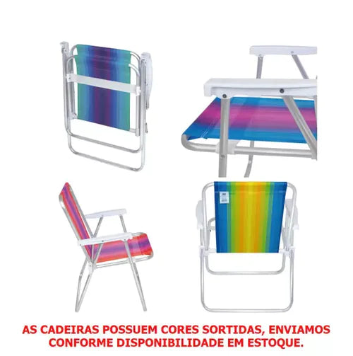 Kit praia carrinho com avanço + 2 Cadeiras Altas + Guarda Sol + Caixa Térmica + Saca Areia - Mor