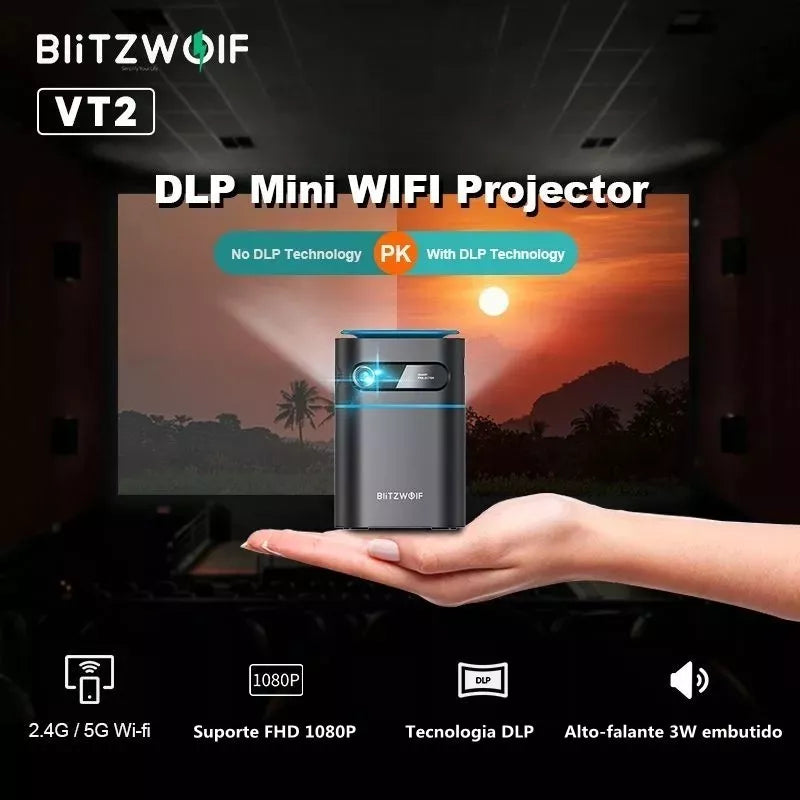 Blitzwolf Bw-vt2 Dlp Mini Projetor Wifi Android 9.0 Netflix