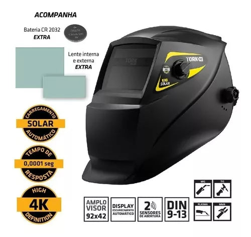 Máquina De Solda Inversora Tig Mma Touch 200 Amp Vrd Tork + Mascara De Solda Automática 4k Ton. 9-13 Tork