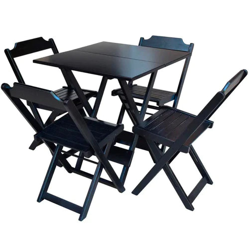 Conjuntos de Jogo de Mesa 70x70 Com 4 Cadeiras Dobráveis