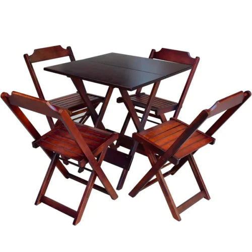 Conjuntos de Jogo de Mesa 70x70 Com 4 Cadeiras Dobráveis